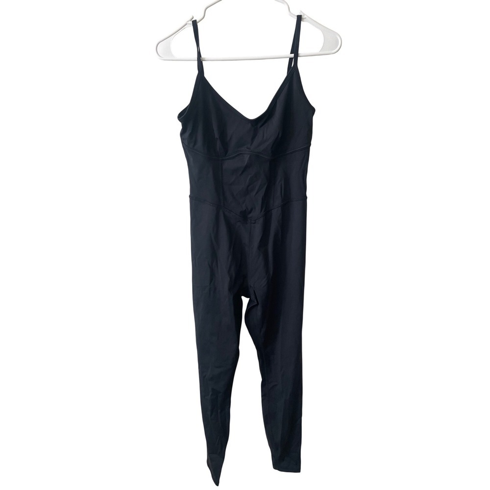 JoyLab Womens Black Activewear Bodysuit V-Neck Yoga Jumpsuit Small
